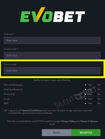 where to enter the evobet promo code