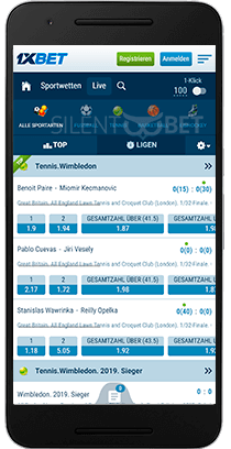 1xBet live wetten für Android