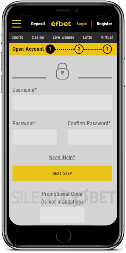 Registration in Efbet's iOS App