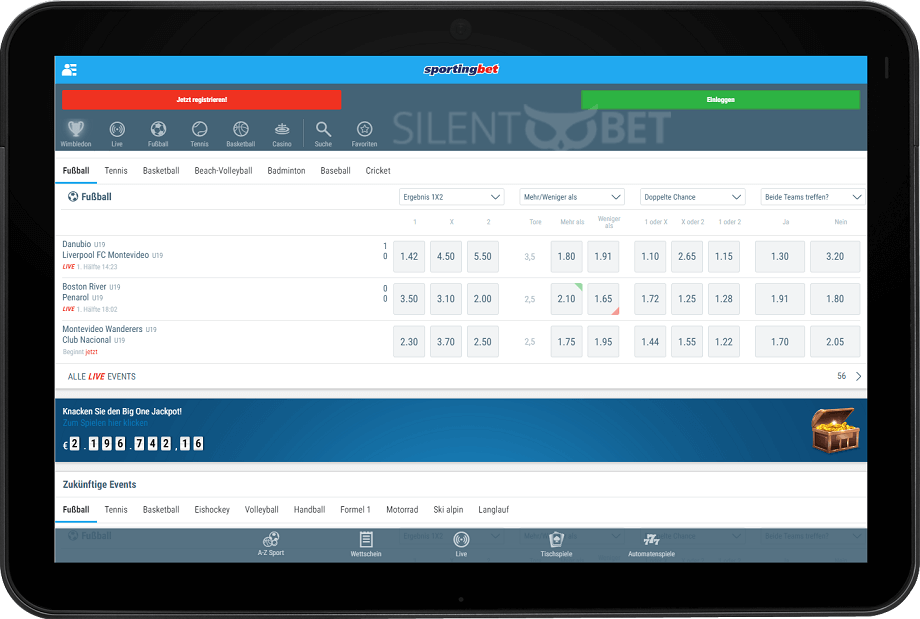 Sportingbet auf einem Tablet