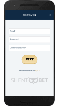 svenbet mobile registration form on android phone