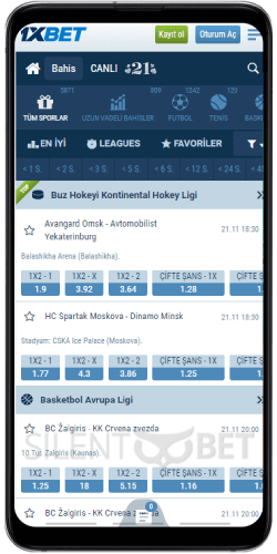 Android için 1xBet'te mobil spor bahisleri