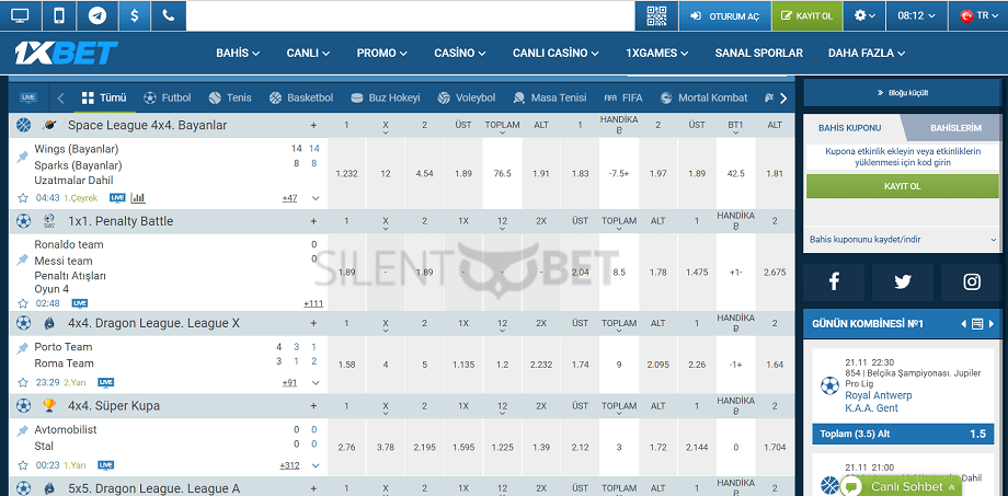 1xBet'in açılış sayfası