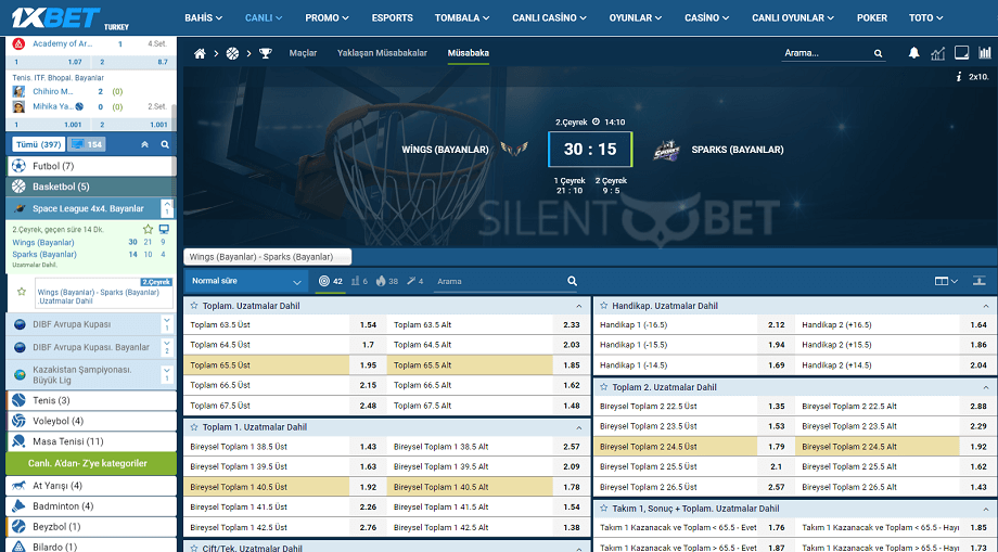1xBet'te canlı bahis
