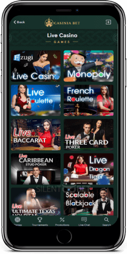 CasiniaBet Mobile Live Casino thru iPhone