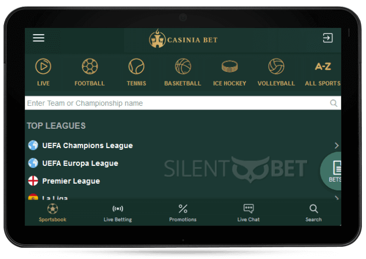 CasiniaBet Mobile Version thru Tablet