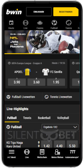 Mobile Sportwette in der Bwin Android App