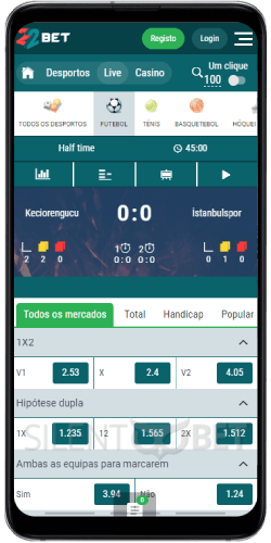 Seção em jogo no aplicativo 22Bet para Android