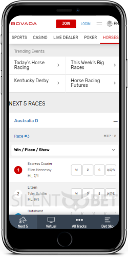 Bovada Mobile Horse racings