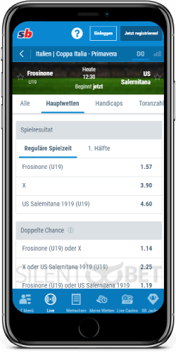 Live Wetten in der Sportingbet iOS App