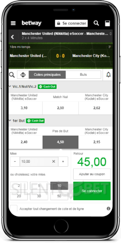 Paris en direct sur l'application Betway