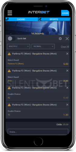 Interbet mobile betslip