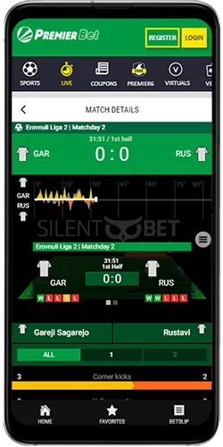 PremierBet Mobile Football Inplay