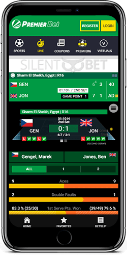 PremierBet Mobile Tennis Inplay