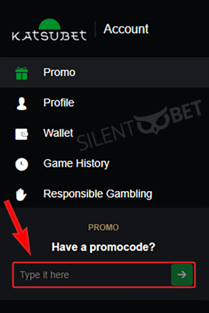 KatsuBet Casino Bonus Code Field