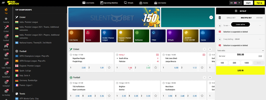 Parimatch India site design