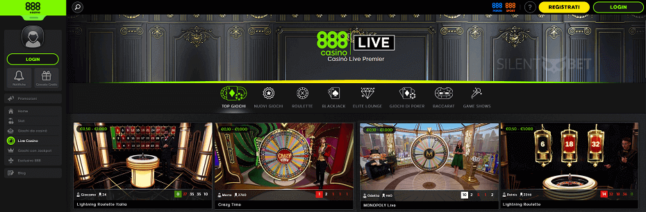 888Casino giochi dal vivo