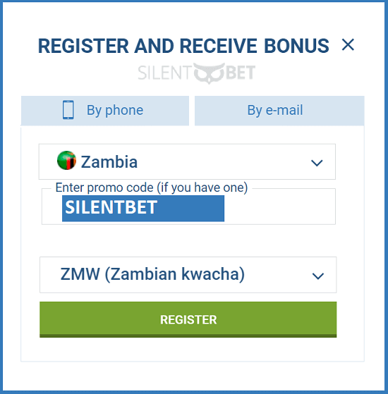 1xbet Zambia promo code enter