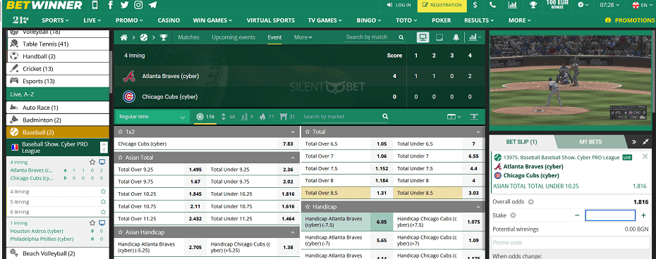 Betwinner baseball betting site