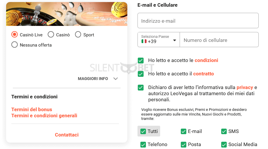 Registrazione LeoVegas Italia