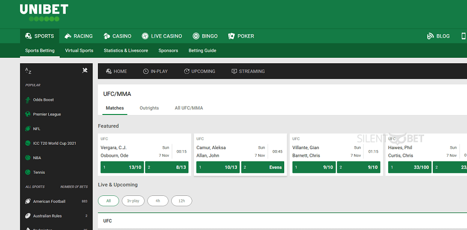 Unibet UFC betting