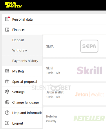 Parimatch withdrawal steps