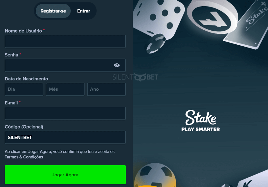 Registro online da Stake Brasil