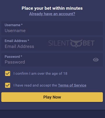 Roobet signup form