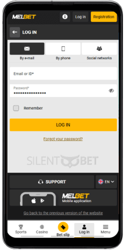 Melbet mobile login