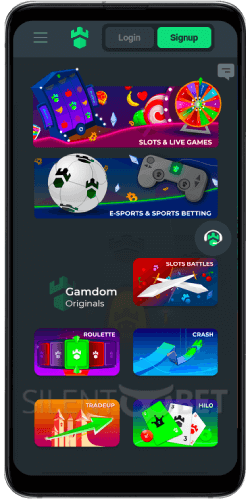 Gamdom Casino Home Page Android