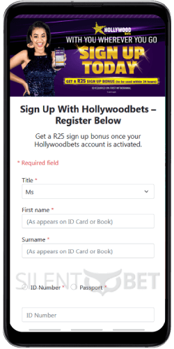 hollywoodbets register on mobile