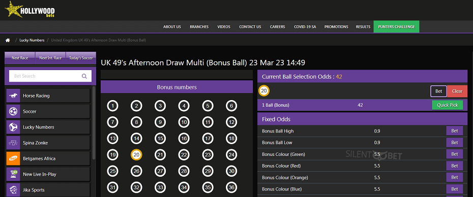 how does hollywoodbets lucky numbers work