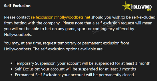hollywoodbets self-exclusion