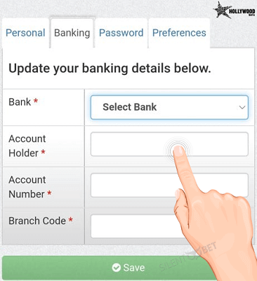 how to update banking details on hollywoodbets