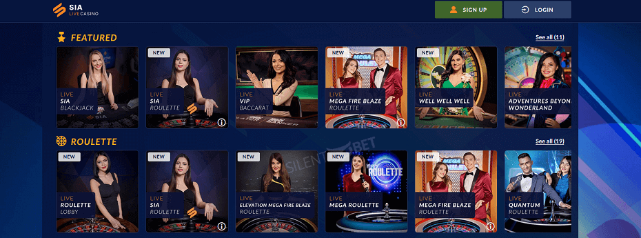 Sports Interaction live casino games