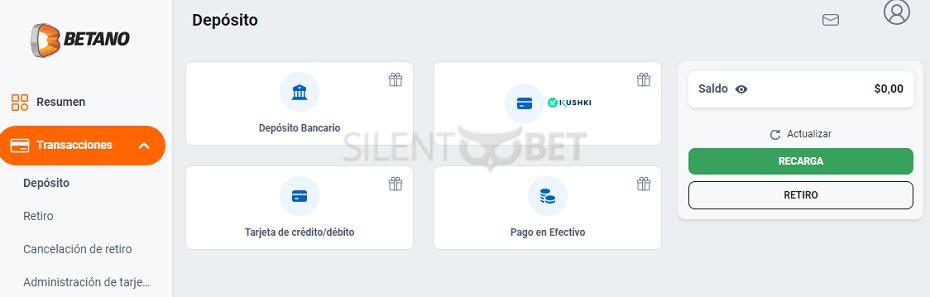 cómo depositar en betano