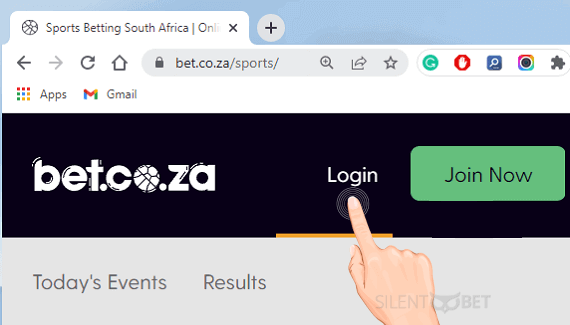 bet.co.za login button