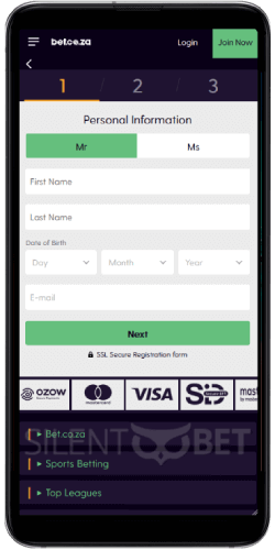 bet co za mobile registration