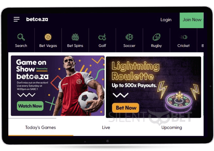 bet.co.za mobile version on tablet