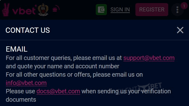 vbet email addresses