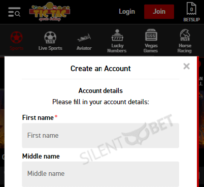 tic tac registration account details