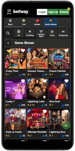 betway live casino games app