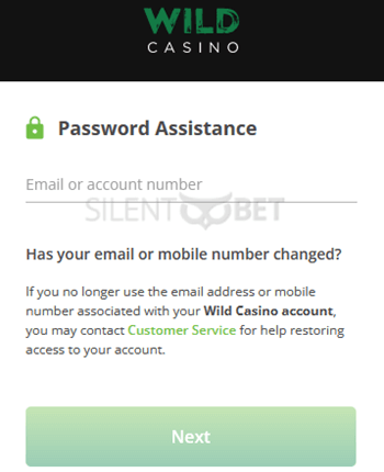 wild casino forgot password