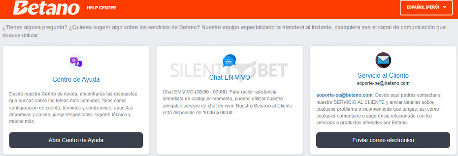 contactar con el servicio de atención al cliente de betano