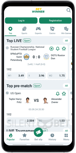 Betwinner app sports