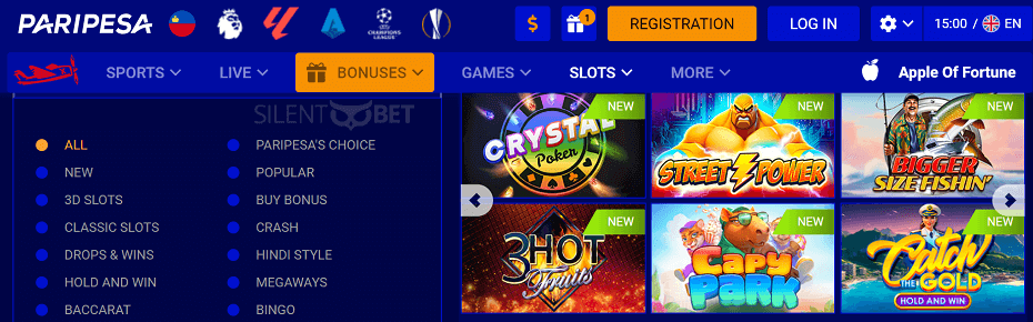 paripesa casino games