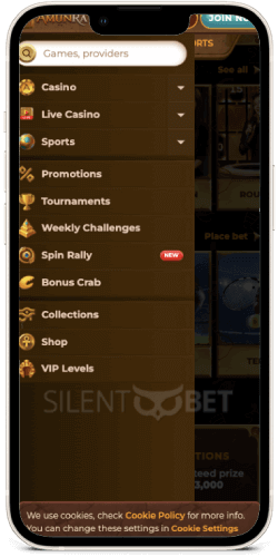 amun ra mobile menu on ios